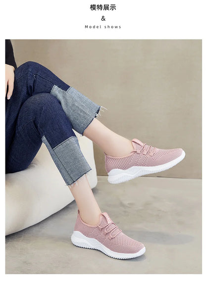 Women's shoes 2025 mesh breathable comfortable sports shoes soft sole lightweight fashion casual shoes