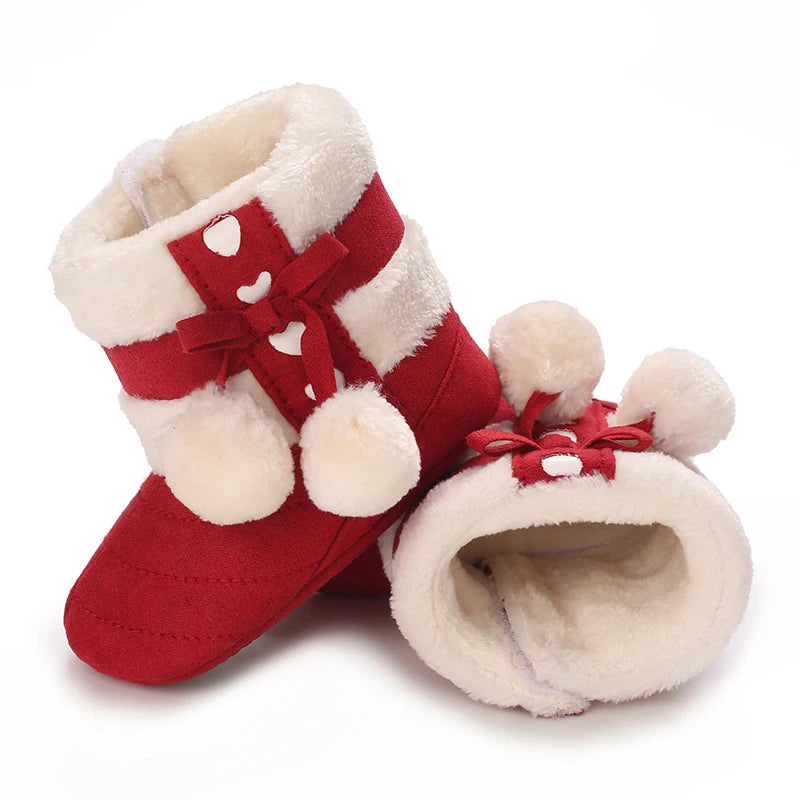 Winter Baby Cotton Shoes for Girls Plush and Thick Insulation Snow Boots Soft Soles Foot Protection Walking Shoes