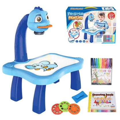 Kids Painting Board Desk Arts Crafts Educational Learning Paint Tools Toy for Girl Children Led Projector Art Drawing Table Toys