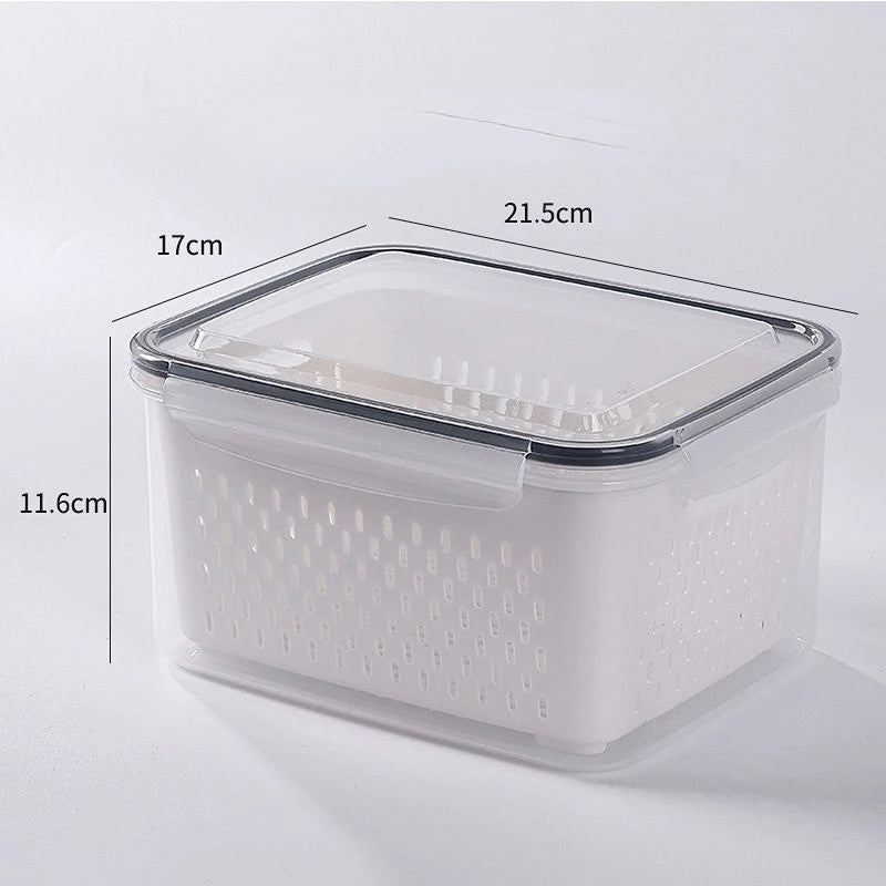 Refrigerator Storage Box Fridge Organizer Fresh Vegetable Fruit Boxes Drain Basket Storage Containers Pantry Kitchen Organizer