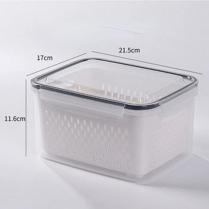 Refrigerator Storage Box Fridge Organizer Fresh Vegetable Fruit Boxes Drain Basket Storage Containers Pantry Kitchen Organizer