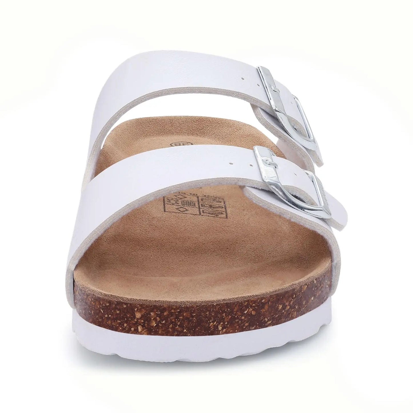 Crestar Classic Women's Cork Slippers Fashion Double Buckle Outdoor Beach Sandal Cork Footbed Leather Sandals Unisex Clogs Shoes