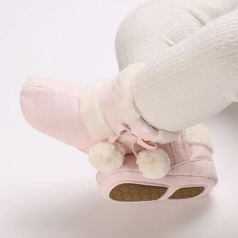 Winter Baby Cotton Shoes for Girls Plush and Thick Insulation Snow Boots Soft Soles Foot Protection Walking Shoes