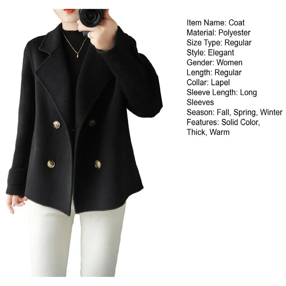 Women Long-sleeved Jacket Elegant Double-breasted Woolen Coat for Women Warm Stylish Fall/winter Jacket Formal Business for Ol