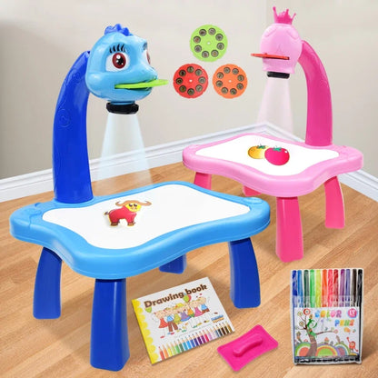 Kids Painting Board Desk Arts Crafts Educational Learning Paint Tools Toy for Girl,Children Led Projector Art Drawing Table Toys