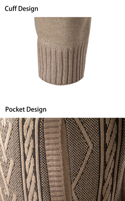 2025 Men's Knitted Sweater Coat Autumn Winter New Fashion Cashmere Padded Warm Casual