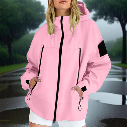 Women'S Tops Hooded Windbreaker Women'S Jacket Waterproof Coat Outdoor Travel Contrast Functional Style Solid Color Adventure