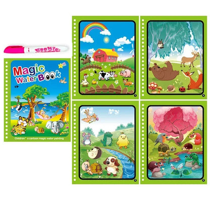 Children Early Education Toys Magical Book with Pen Water Drawing  Toys Gift Reusable Coloring Book Magic Drawing Book