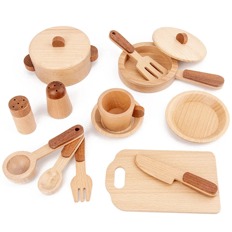 Natural Wood Children's Preschool Toys Fruits And Vegetables Simulation Play House Kitchenware Cognitive Wooden Model Toys