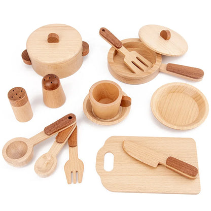 Natural Wood Children's Preschool Toys Fruits And Vegetables Simulation Play House Kitchenware Cognitive Wooden Model Toys