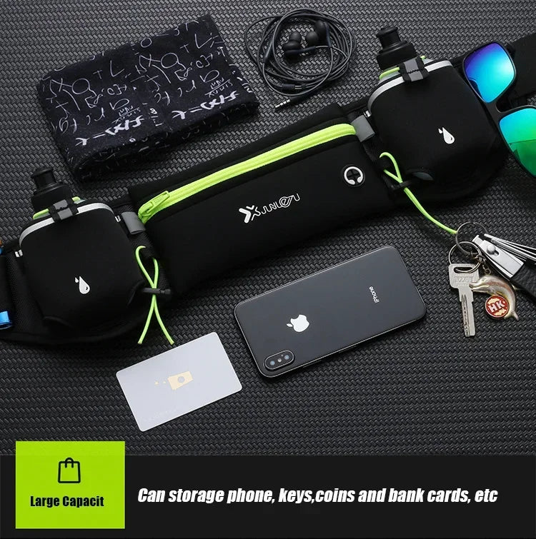 Trail Running Waist Pack For Man/Woman Marathon Phone Water Bottle Sports Fanny Pack Fitness Dual Pocket Running Belt Waist Bag