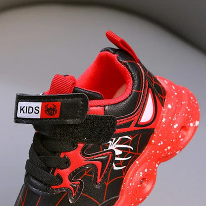 Disney Children's Led Light Shoes Fashion Aoger Spiderman Boys Sneakers Girls Cartton Casual Shoes Breathable Kids Sport Shoes
