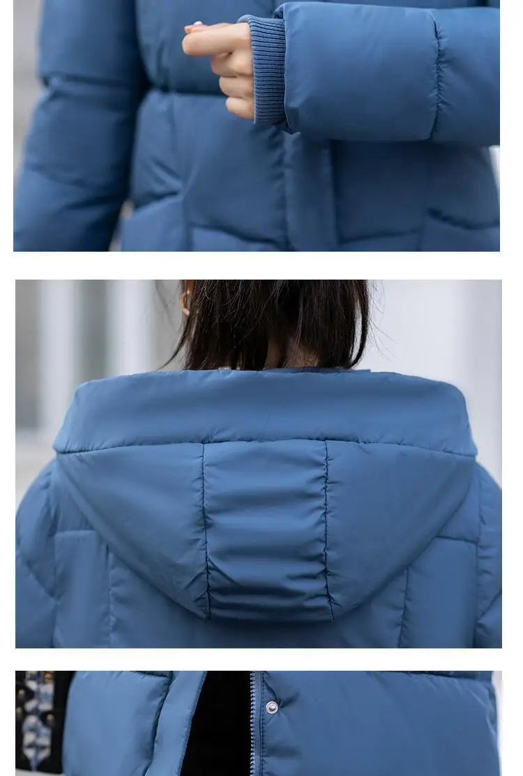 Women's Winter Thickened Jackets Heavy-Weight Coats Hooded Quilted Jacket Long Fitted Parka with Pockets Women down cotton coat