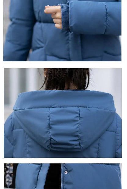 Women's Winter Thickened Jackets Heavy-Weight Coats Hooded Quilted Jacket Long Fitted Parka with Pockets Women down cotton coat