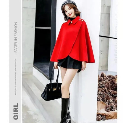 New Spring and Autumn Wool Coat for Women Ins Trendy Ins Trendy Slim Cloak Cloak Temperament Slim Small