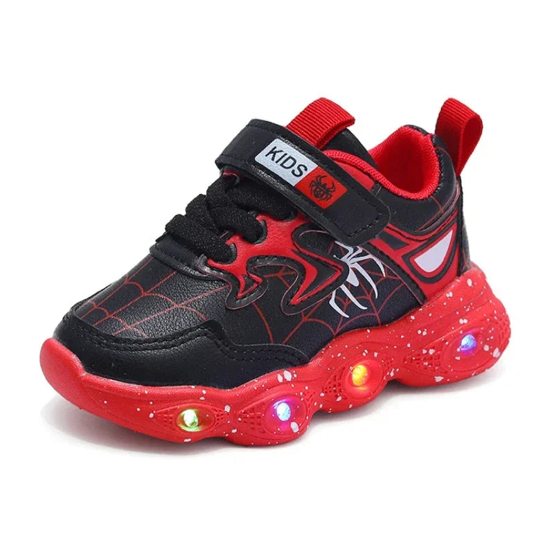 Disney Children's Led Light Shoes Fashion Aoger Spiderman Boys Sneakers Girls Cartton Casual Shoes Breathable Kids Sport Shoes