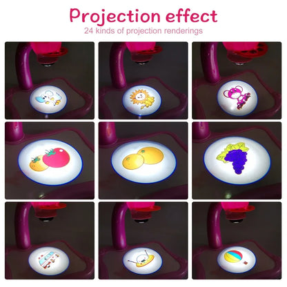 Kids Painting Board Desk Arts Crafts Educational Learning Paint Tools Toy for Girl,Children Led Projector Art Drawing Table Toys