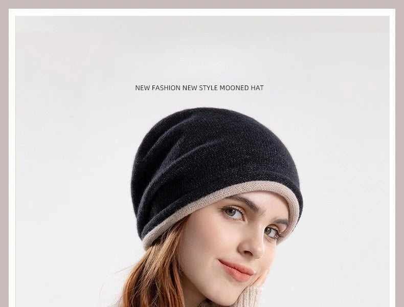 Winter Women Curled Knit Hat Fashion Cold Hat Warm Pile Hat Big Head Round Ear Protector Hat Puller Hat