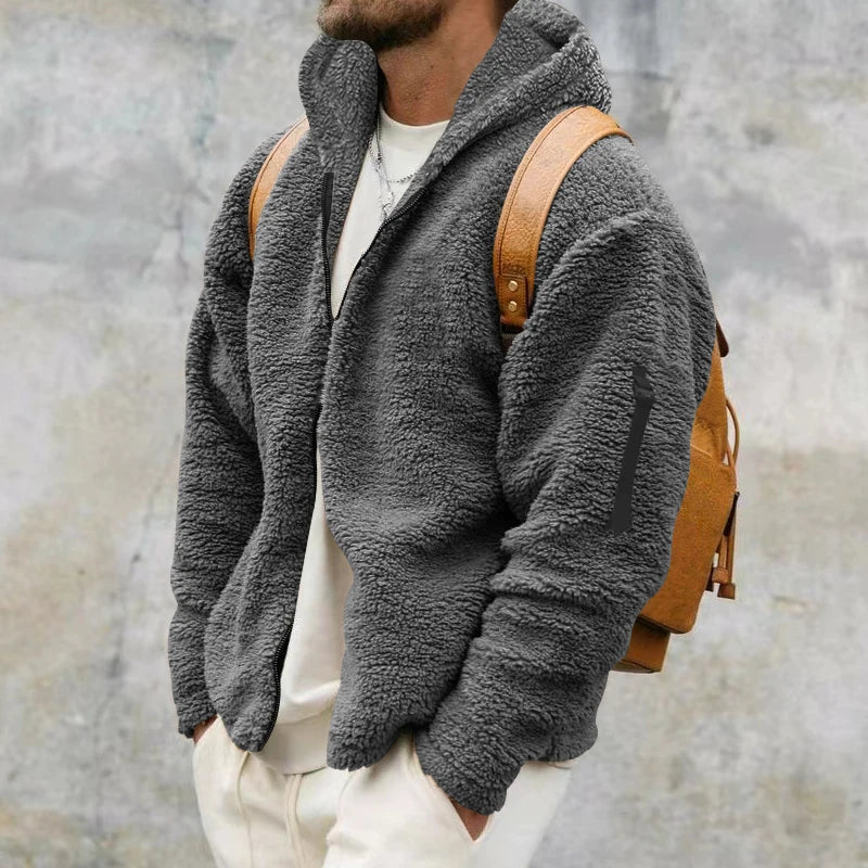 2024 American Style Heavy Coat Men's Winter Jacket Double-sided Fleece Warm Windbreaker Casual Sports Hooded Coat Bomber Jacket