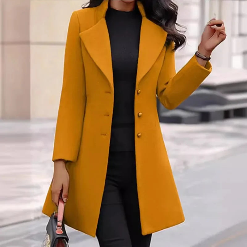 2024 Autumn/Winter New Women's Coat Korean Version Slim Fit Mid length Women's Woolen Coat
