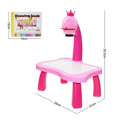 Kids Painting Board Desk Arts Crafts Educational Learning Paint Tools Toy for Girl,Children Led Projector Art Drawing Table Toys