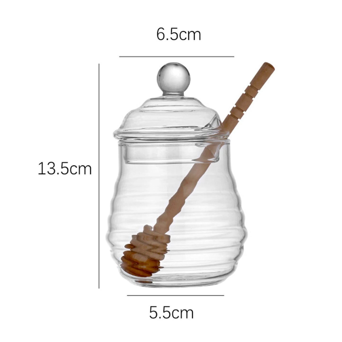Glass Honey Pot Jar Kitchen Tools Honey Storage Container with Dipper and Lid Honey Bottle for Wedding Party Office Kitchen Home
