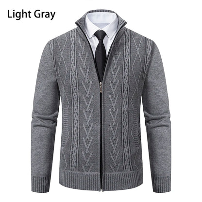 2025 Men's Knitted Sweater Coat Autumn Winter New Fashion Cashmere Padded Warm Casual