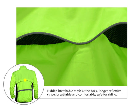 WOLFBIKE Windproof Cycling Jacket Jersey Vest Wind Coat Windbreaker Jacket Outdoor Sportswear Reflective Water Repellent
