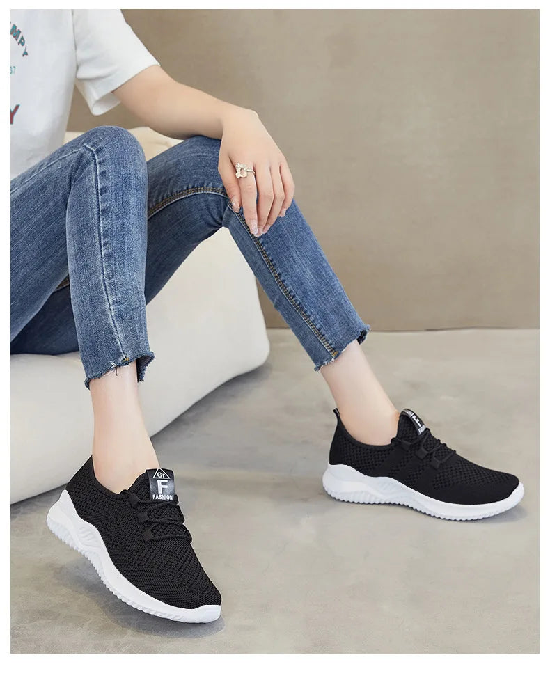 Women's shoes 2025 mesh breathable comfortable sports shoes soft sole lightweight fashion casual shoes