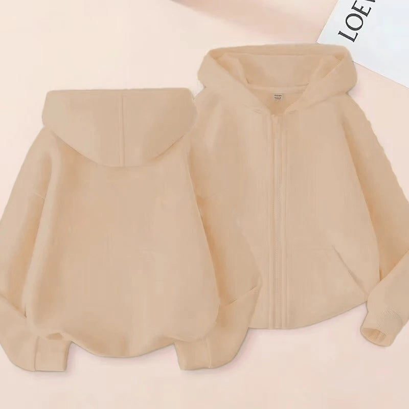Children's Sportswear for 3 to 12 Years Old: Casual Sports Jackets,grey,red,red,black and White Zippered Hats,sports Sweatshirts