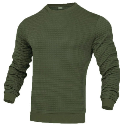 Men's coat fashion small check Waffle youth round neck jacquard check hoodie