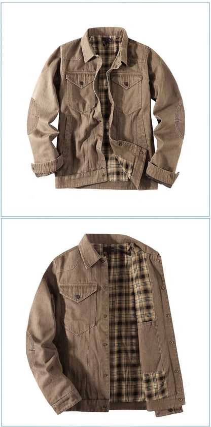 Men's Spring and Autumn Fashion Versatile Jacket Pure Cotton Casual Loose Collar Jacket High end Business workwear Top Coat