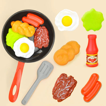 Children Imitate Kitchen Food Toys Birthday Cake Egg Tower Cooking Utensils Steak Fried Eggs Hot Dogs House Games Holiday Gifts