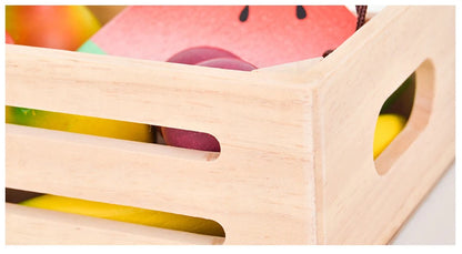 Children Wooden Kitchen Dessert Making Toys Pretend Play Montessori Fruits Vegetables Seafood Simulation Food Set Toys for Girls