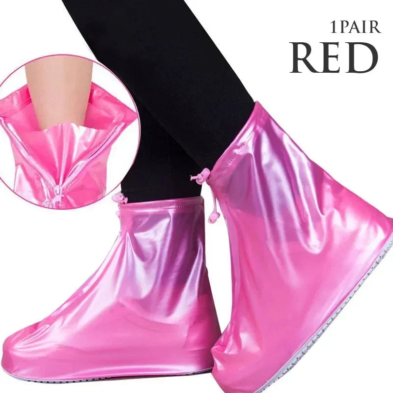 1 Pair Waterproof Shoe Covers Non-slip Reusable Rain Snow Boot Women Men PVC Outdoor Rainy Reusable Quality Non-slip Shoe Cover