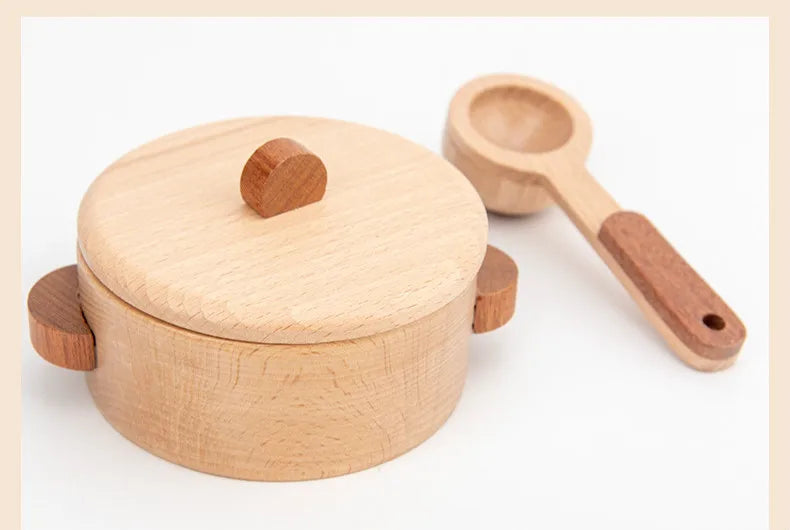 Natural Wood Children's Preschool Toys Fruits And Vegetables Simulation Play House Kitchenware Cognitive Wooden Model Toys