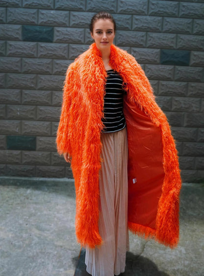 Women'S Elegant Long Faux Fur Coat -  Casual & Comfortable with Pockets, Perfect for Fall/Winter Outdoor Wear, Stylish Long Coat