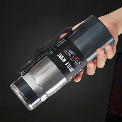 1L Insulated Thermal Cup with Handle Keep Cold and Hot Water Bottle Stainless Steel Vacuum Flasks Thermos Bottle for Outdoor Spo