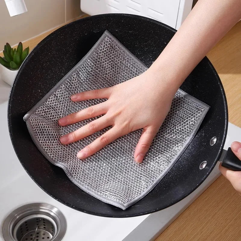 Kitchen Cleaning Mesh Metal Cloth Wipes Scraper Cloth Clean Food Frets Metal Fabric Kitchen Towels for Guests in The Kitchen