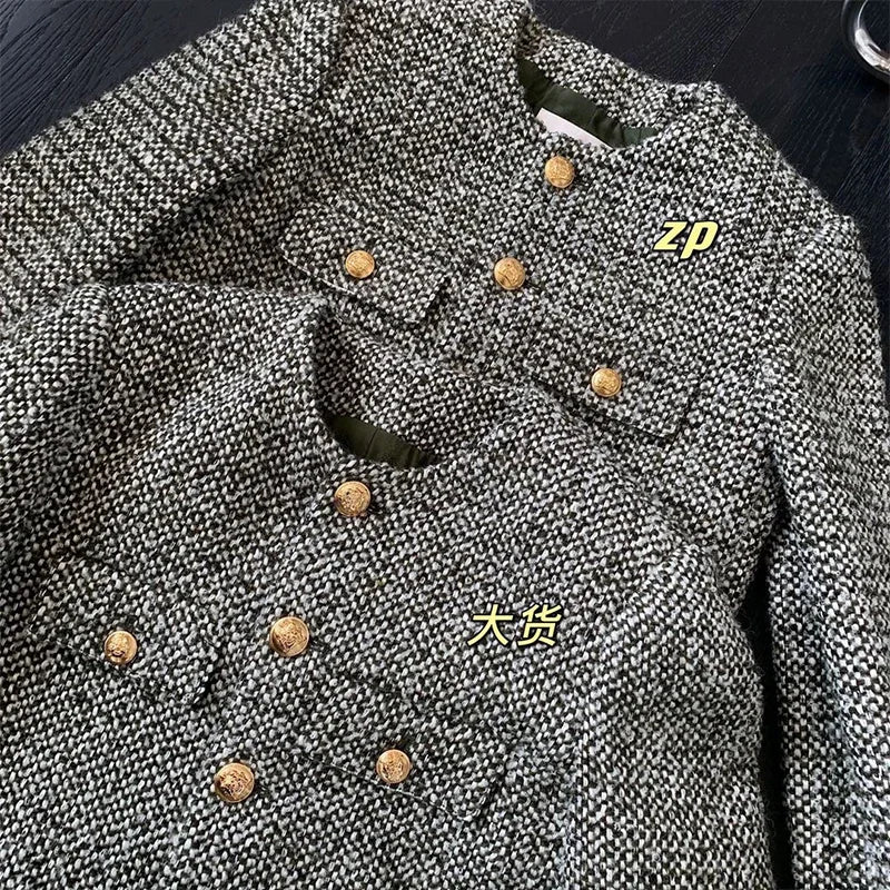 Coat Women Winter Jacket New Autumn and Winter Korean Women's Single-breasted High-quality Chic Tweed Retro Top Coat Women 2024