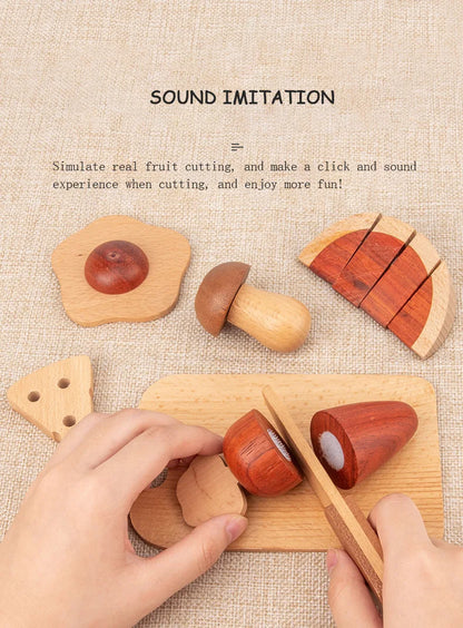 Natural Wood Children's Preschool Toys Fruits And Vegetables Simulation Play House Kitchenware Cognitive Wooden Model Toys