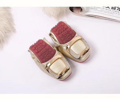Shallow Mouth Shoes Woman Square Toe Autumn Soft Female Footwear Casual Sneaker All-Match New Cute Fall Moccasin Dres