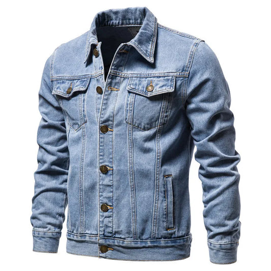 Men Denim Coat Casual Coats Turn Down Collar Full Sleeve Jackets Single Breasted Regular Pocket Button Jacket Splice Autumn