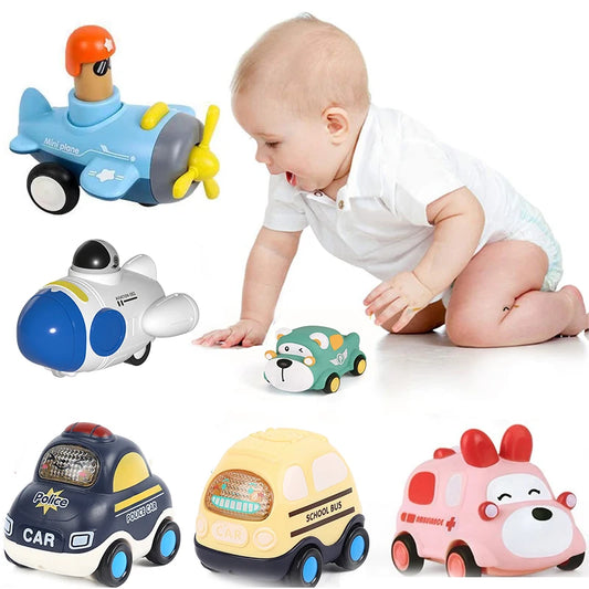 Children Cars Toys for 1-3 Years Boys Cartoon Inertial Train Ship Airplane Toy Kids Early Educational Toys for Toddler Xmas Gift