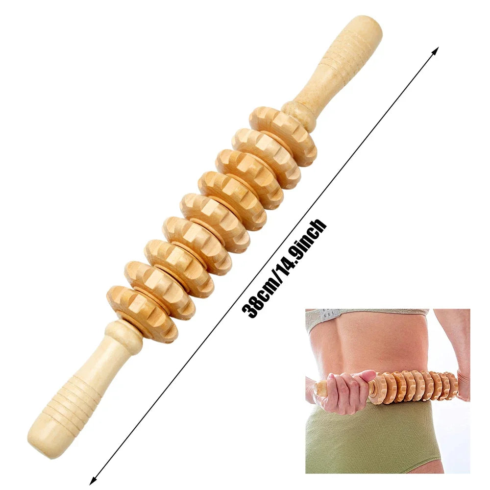 Wood Curved Massage Roller Stick Anti Cellulite Lymphatic Drainage Massager Body Gua Sha Maderotherapy Muscle Massage Relaxation