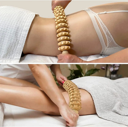 Wood Curved Massage Roller Stick Anti Cellulite Lymphatic Drainage Massager Body Gua Sha Maderotherapy Muscle Massage Relaxation