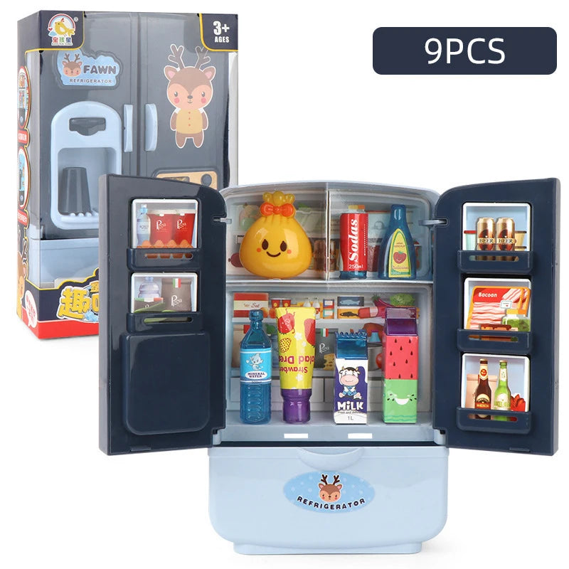 Children Toys Mini Doll Fridge Furniture Kitchen Miniatures Refrigerator Role Playing Game Montessori Play Food Toys for Girls