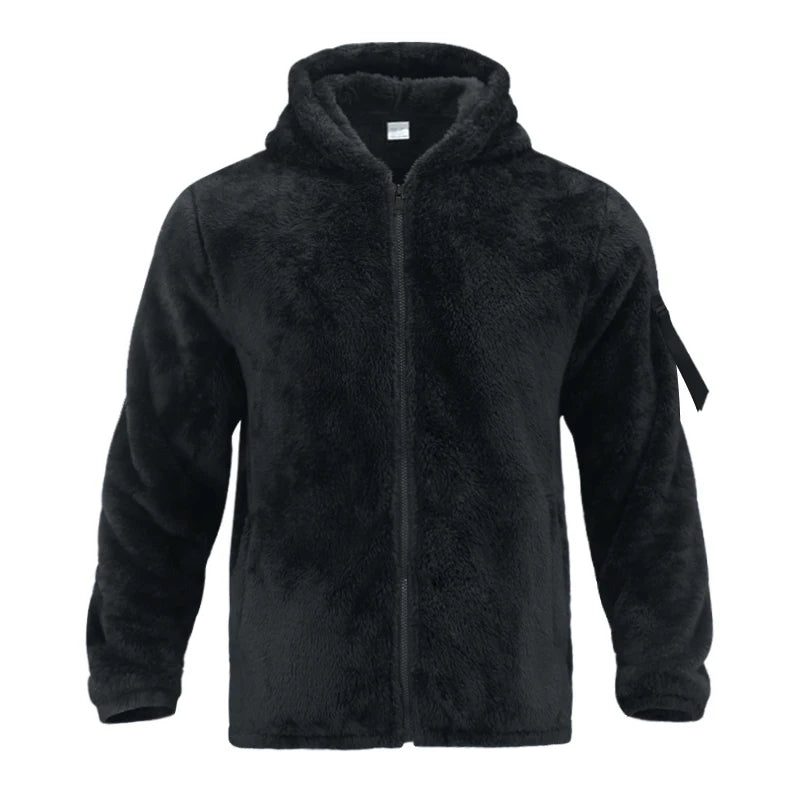 2024 American Style Heavy Coat Men's Winter Jacket Double-sided Fleece Warm Windbreaker Casual Sports Hooded Coat Bomber Jacket