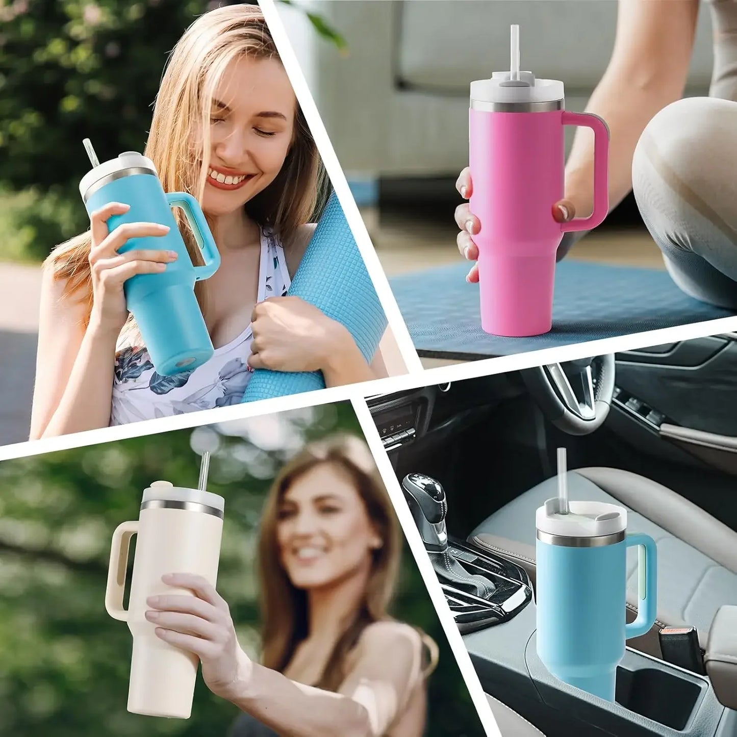 Replacement Straws for Stanley 40 oz Cup Tumbler, 12 Pack Clear Reusable Plastic Straws, 2 Straw Brushes,for Stanley Cup