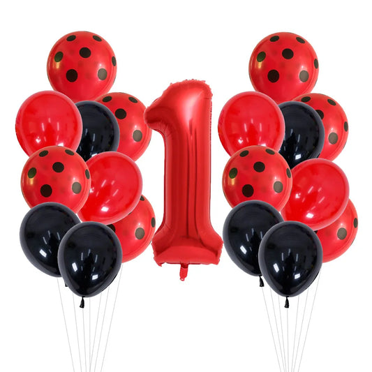 20 Pcs 12 Inch Red Black Dots Ladybug Balloons Birthday Party Decorations Baby Shower 32 Inch Red Number Birthday Party Supplies